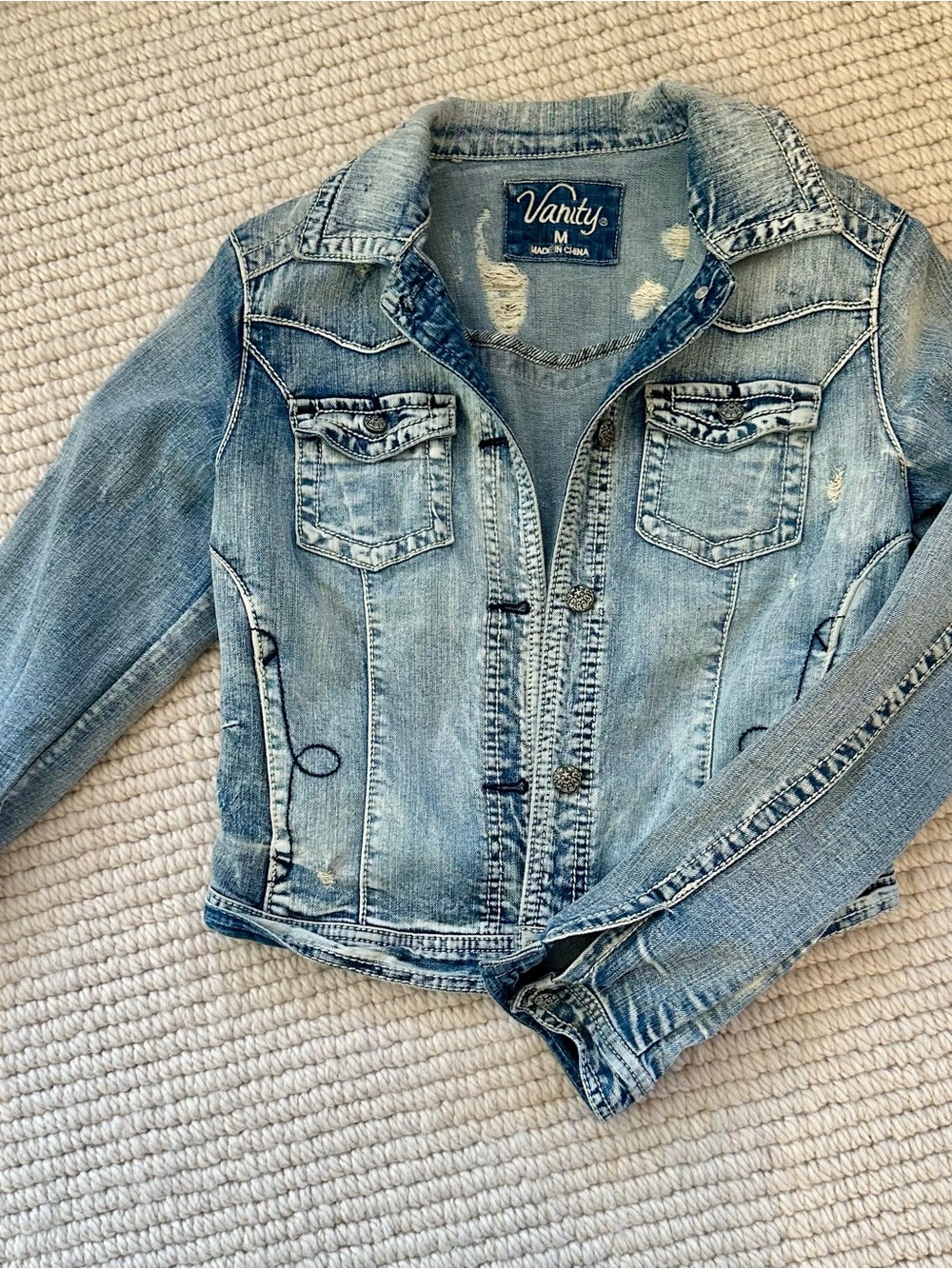 Vanity Light Blue Distressed Denim Jacket